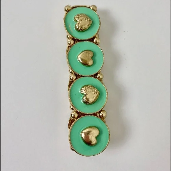 Vintage Green/Gold Hearts design Bracelet. - Picture 5 of 8
